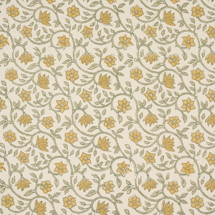Schumacher Malaya Hand-Block Print Yellow Wallpaper Sample 5018461