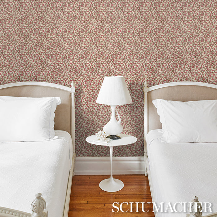 Schumacher Malaya Hand-Block Print Red Wallpaper 5018462