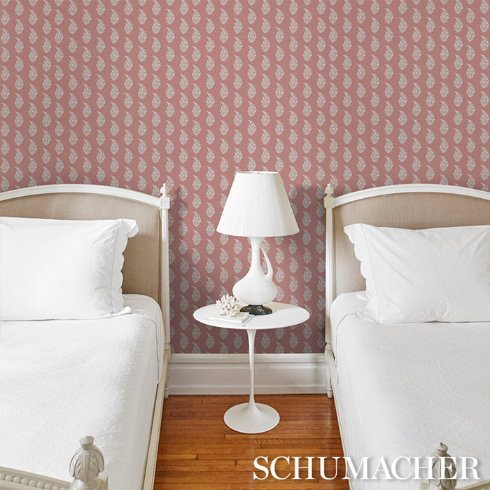 Schumacher Kaia Paisley Pink Wallpaper 5018490
