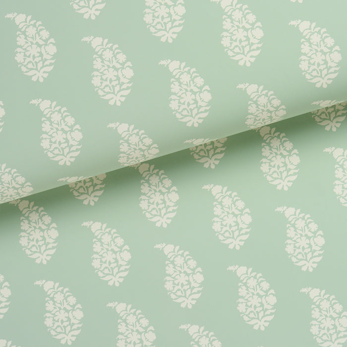 Schumacher Kaia Paisley Celadon Wallpaper Sample 5018491