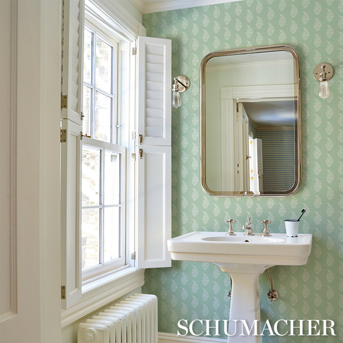 Schumacher Kaia Paisley Celadon Wallpaper 5018491