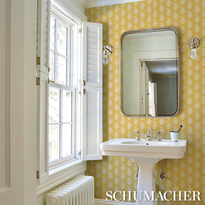 Schumacher Kaia Paisley Yellow Wallpaper 5018492
