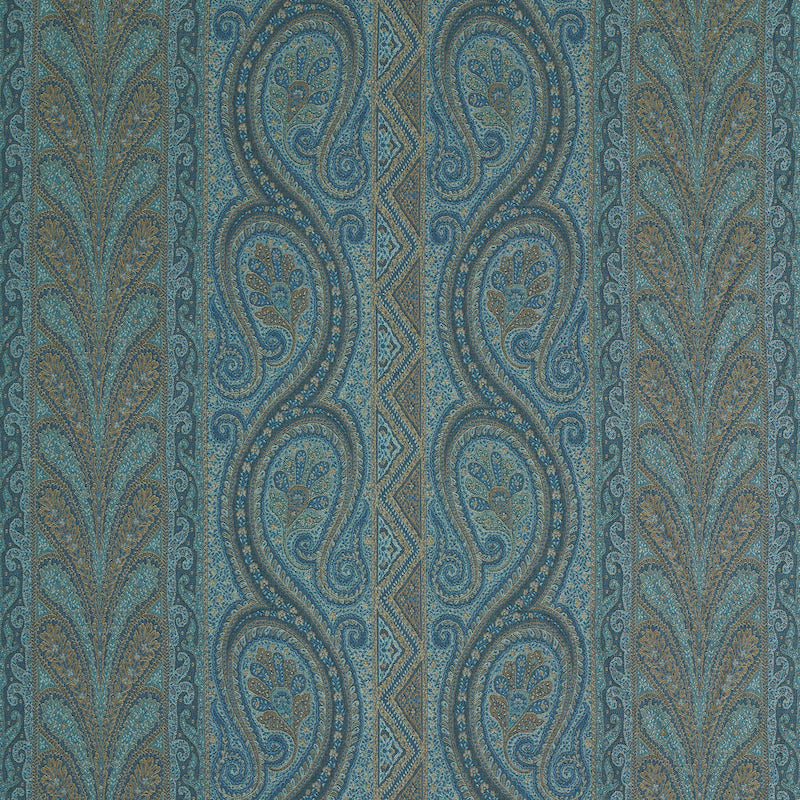 Schumacher Chatelaine Paisley Blue Fabric Sample 50774