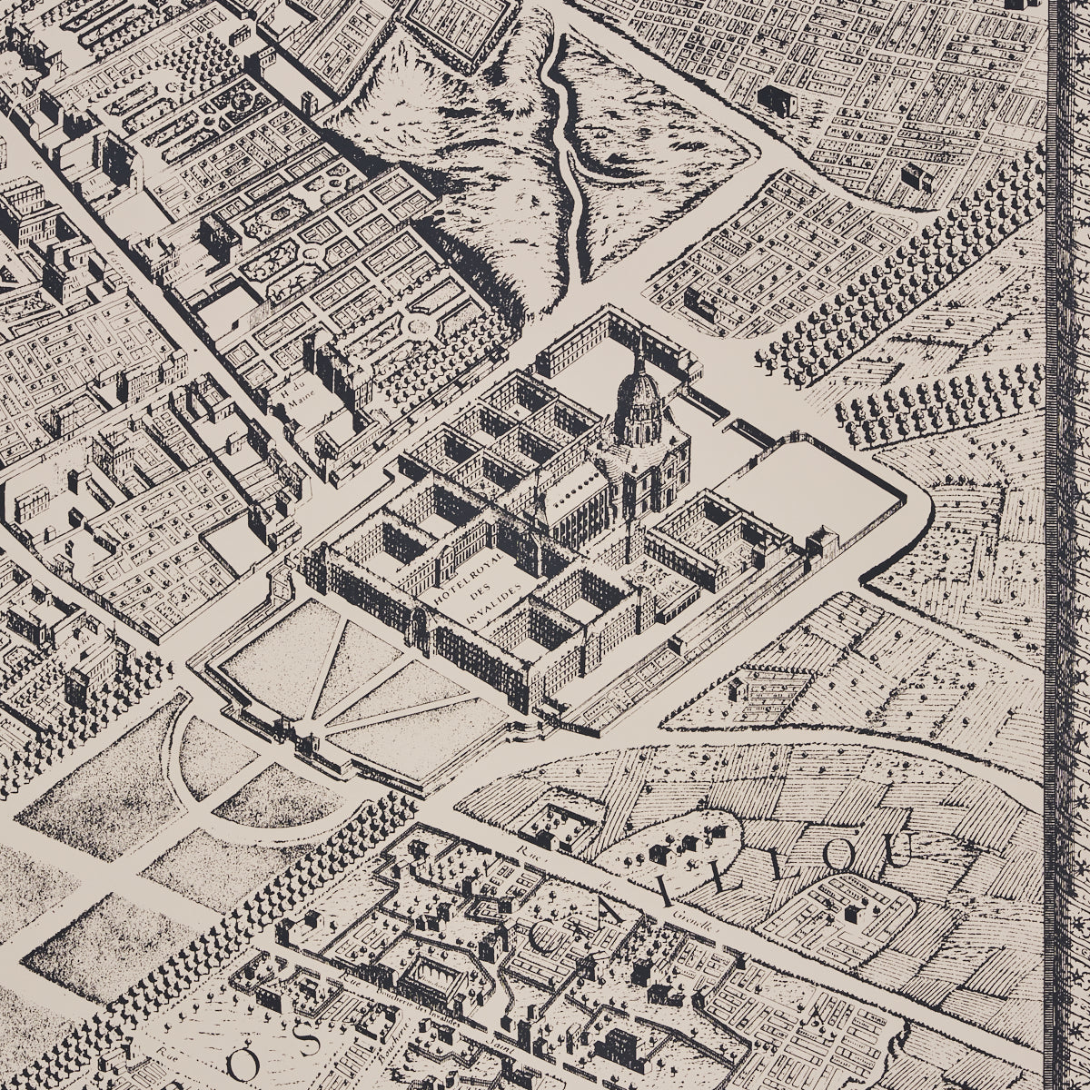 Schumacher La Cite Panel Set Ebony On Cream Wallpaper Sample 511450