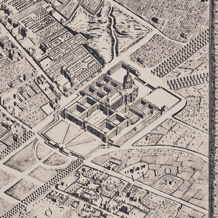 Schumacher La Cite Panel Set Ebony On Cream Wallpaper Sample 511450