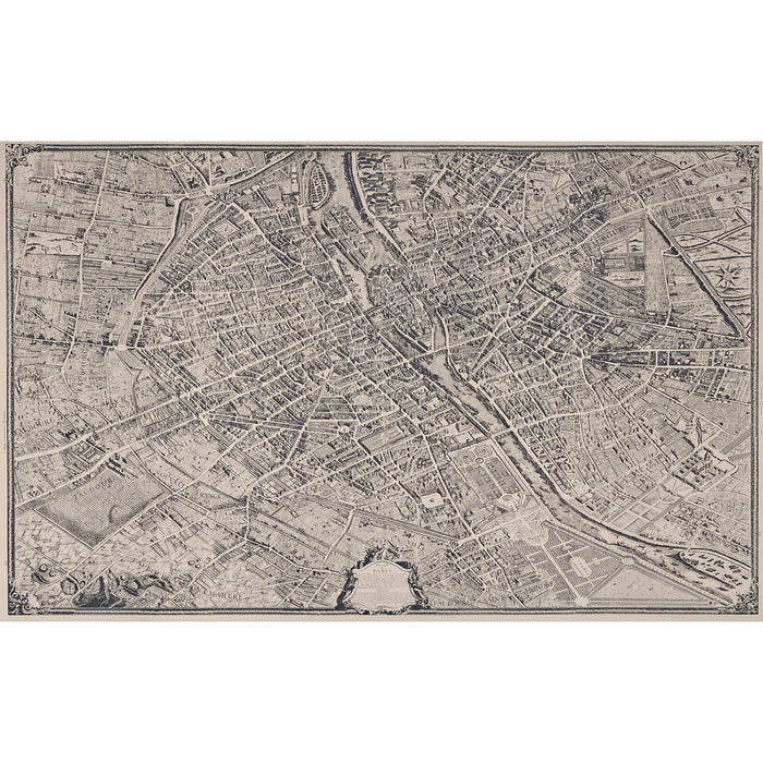 Schumacher La Cite Panel Set Ebony On Cream Wallpaper Sample 511450