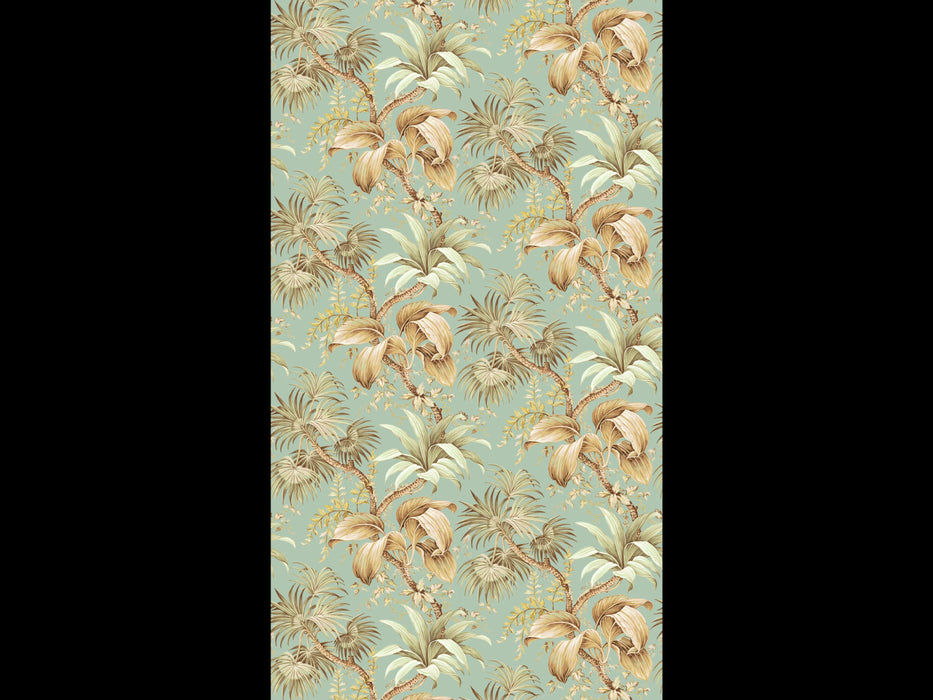 Jim Thompson Palm Leaves Wallcovering Pale Aqua Wallpaper Sample JT021090003