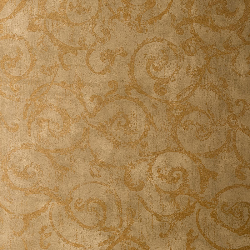 Schumacher Bernini Scroll Brushwood Wallpaper Sample 528170