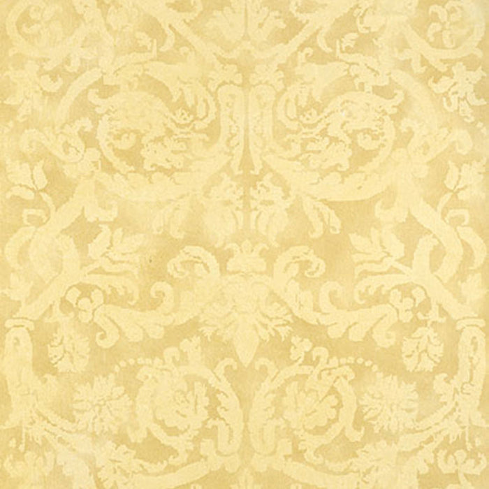 Schumacher Pontine Damask Soft Gold Wallpaper Sample 529111