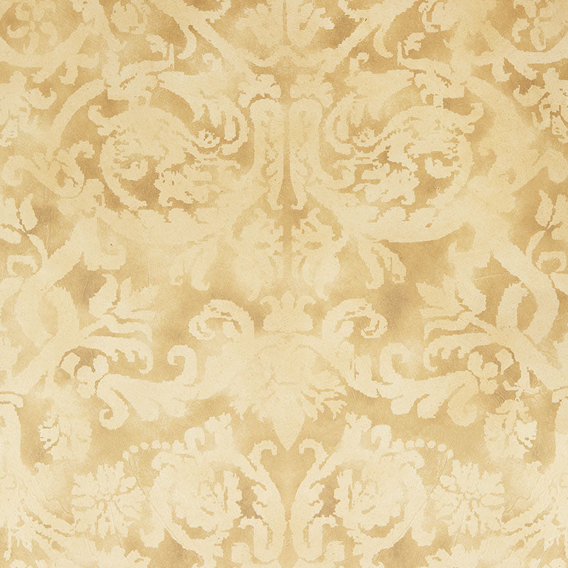 Schumacher Pontine Damask Granite Wallpaper Sample 529112