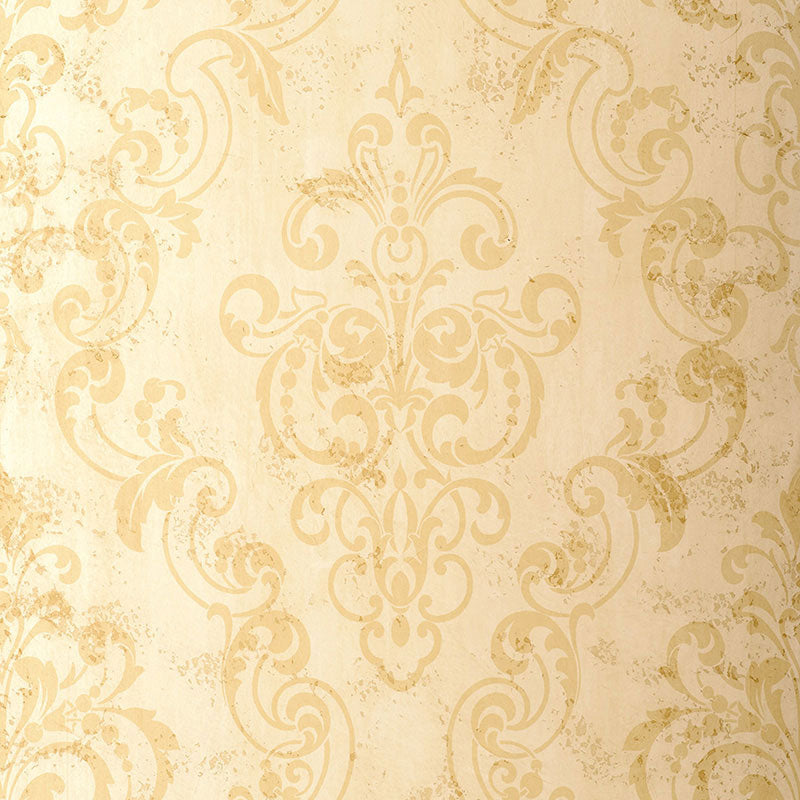 Schumacher Giovan Damask Sand Wallpaper Sample 529120