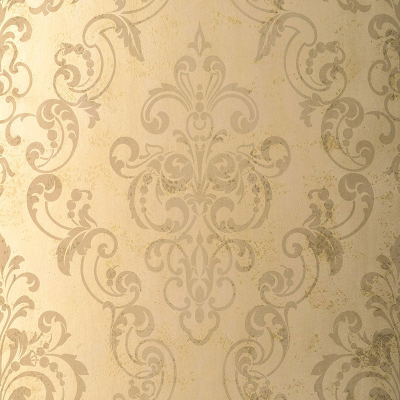 Schumacher Giovan Damask Taupe Wallpaper Sample 529123