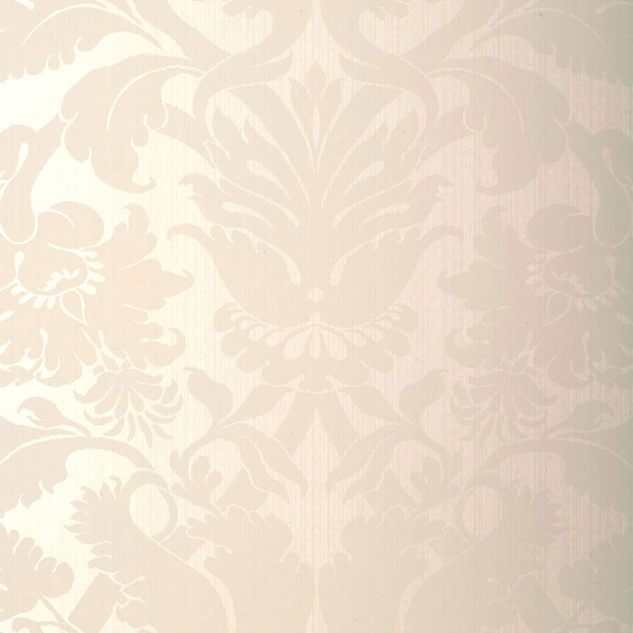 Schumacher Fiorella Damask Pearl Wallpaper Sample 529190