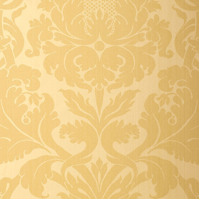 Schumacher Fiorella Damask Yellow Wallpaper Sample 529191