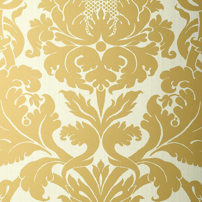 Schumacher Fiorella Damask Patina Wallpaper Sample 529192