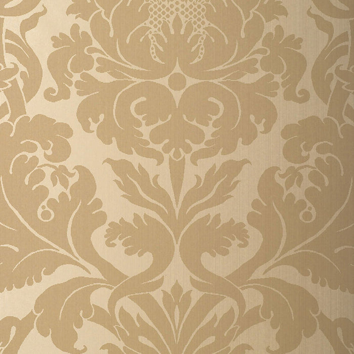 Schumacher Fiorella Damask Oatmeal Wallpaper Sample 529193