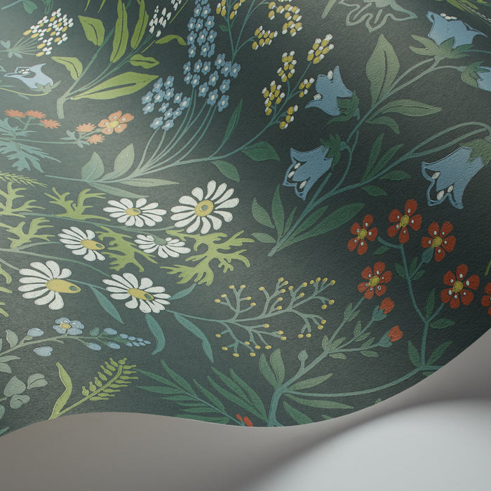 Schumacher Flora Spruce Wallpaper Sample 5474