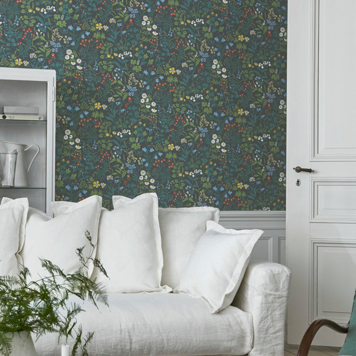 Schumacher Flora Spruce Wallpaper Sample 5474