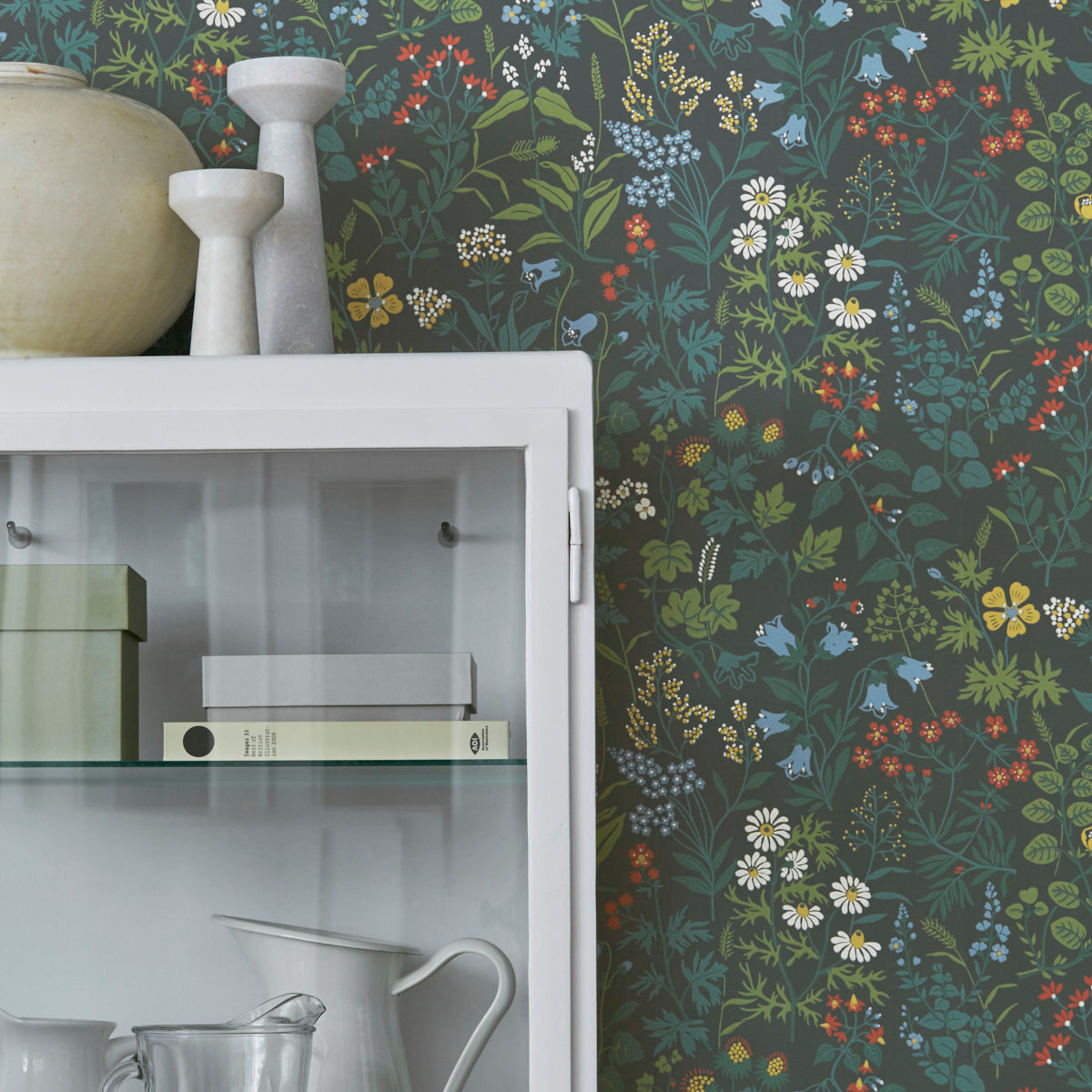 Schumacher Flora Spruce Wallpaper Sample 5474