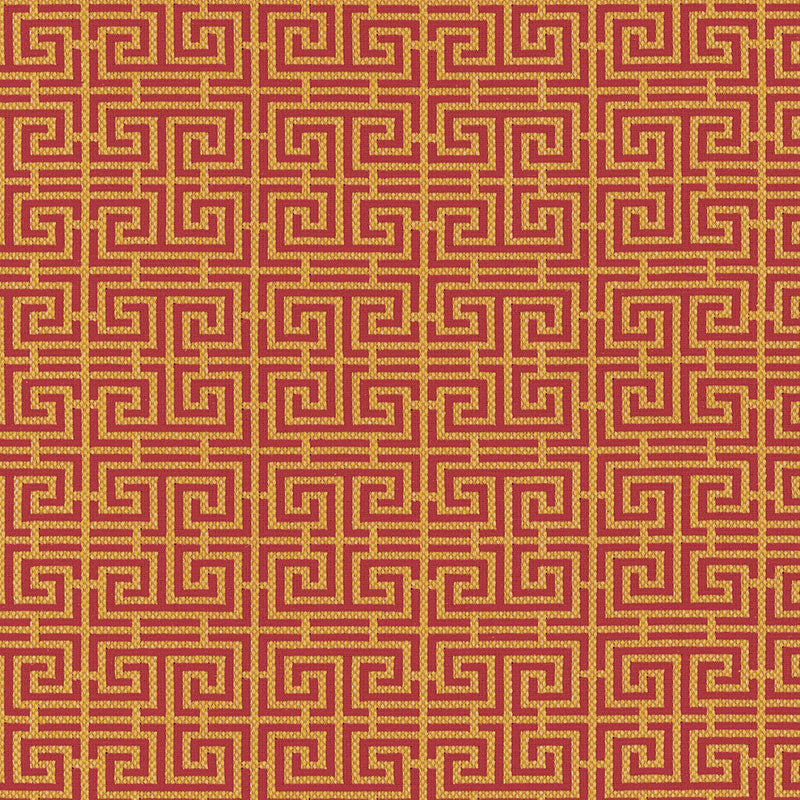 Schumacher Chinois Fret Cinnabar / Gold Fabric 54952