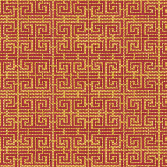 Schumacher Chinois Fret Cinnabar / Gold Fabric Sample 54952