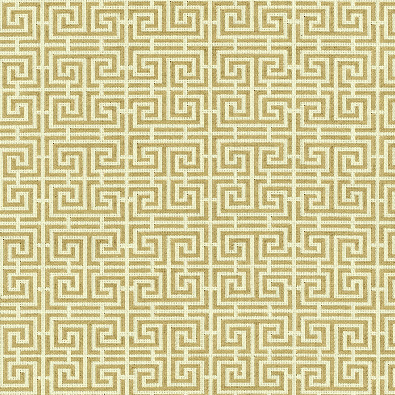 Schumacher Chinois Fret Camel / Cream Fabric Sample 54953