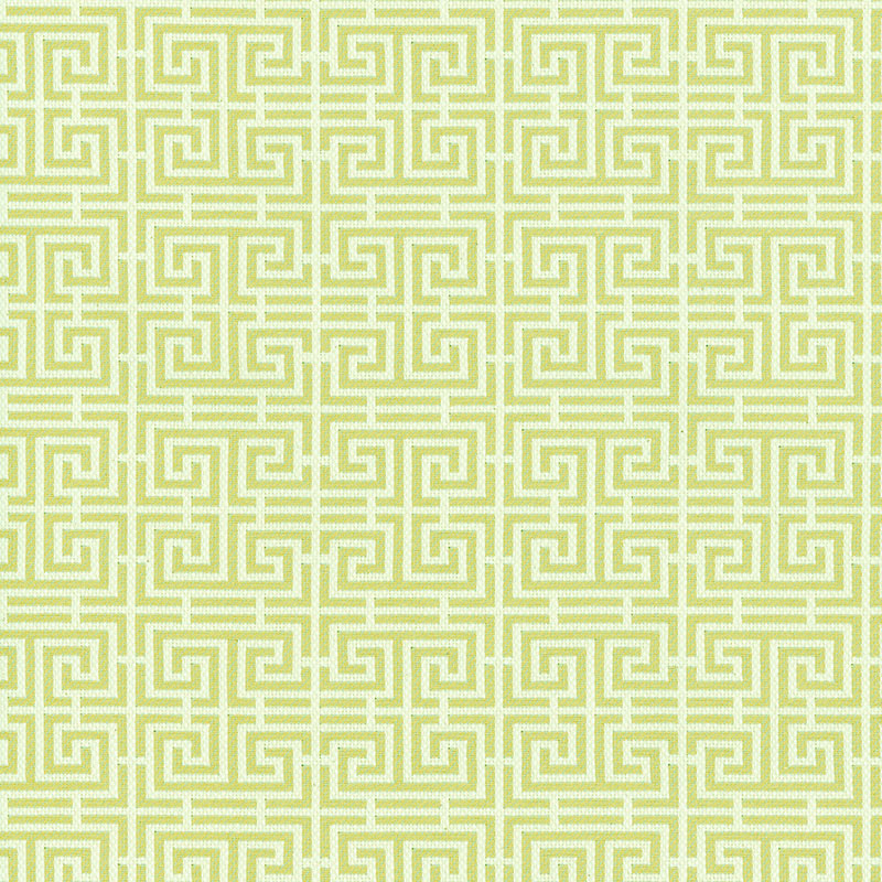 Schumacher Chinois Fret Celadon / Ivory Fabric Sample 54955