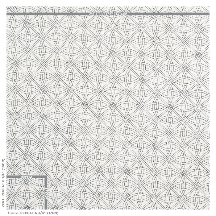 Schumacher Durance Embroidery Black & White Fabric 55695
