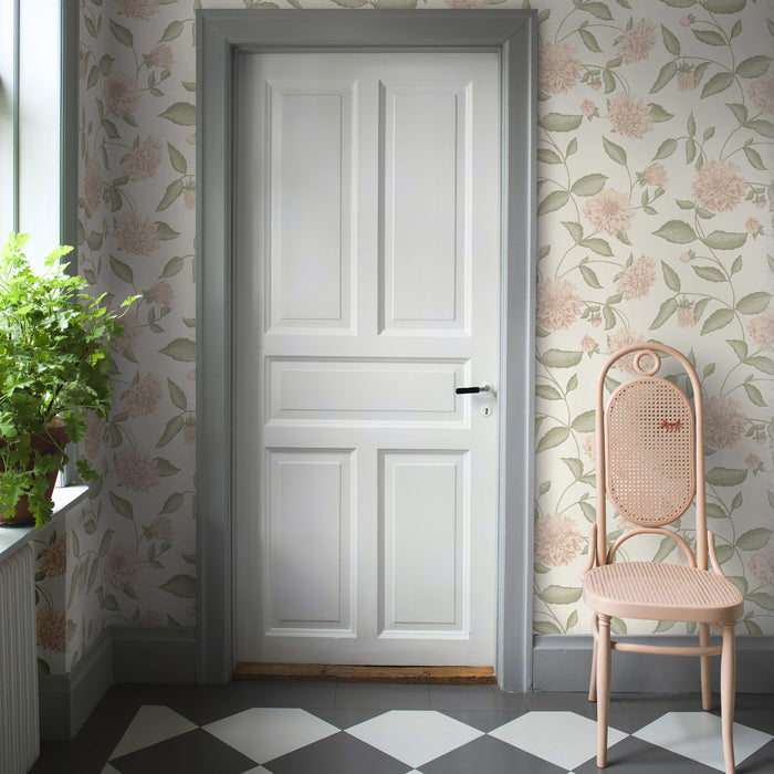 Schumacher DahliadroM Blush Wallpaper 5718