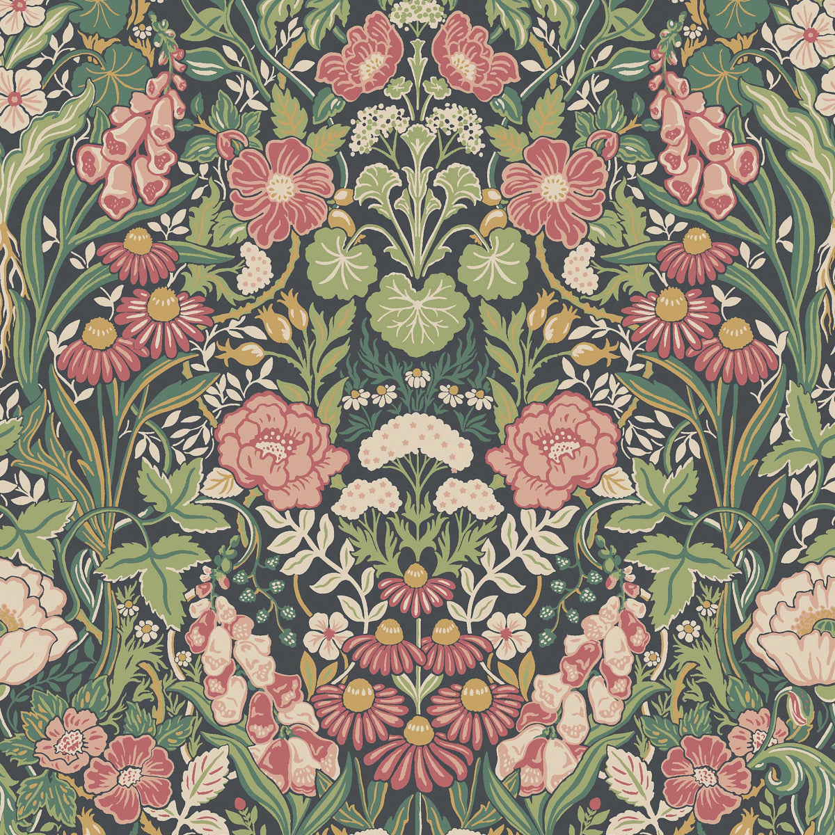 Schumacher Ortagard Spruce And Midnight Wallpaper Sample 5721