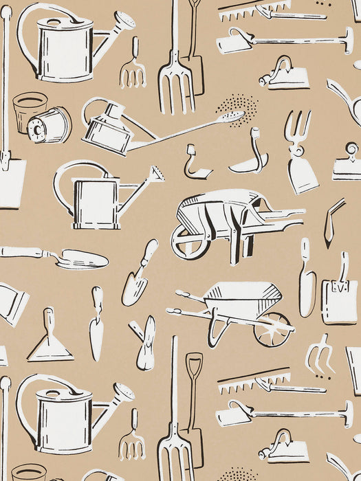 Pierre Frey Les Outils Du Jardinier Sable Wallpaper Sample FP762002