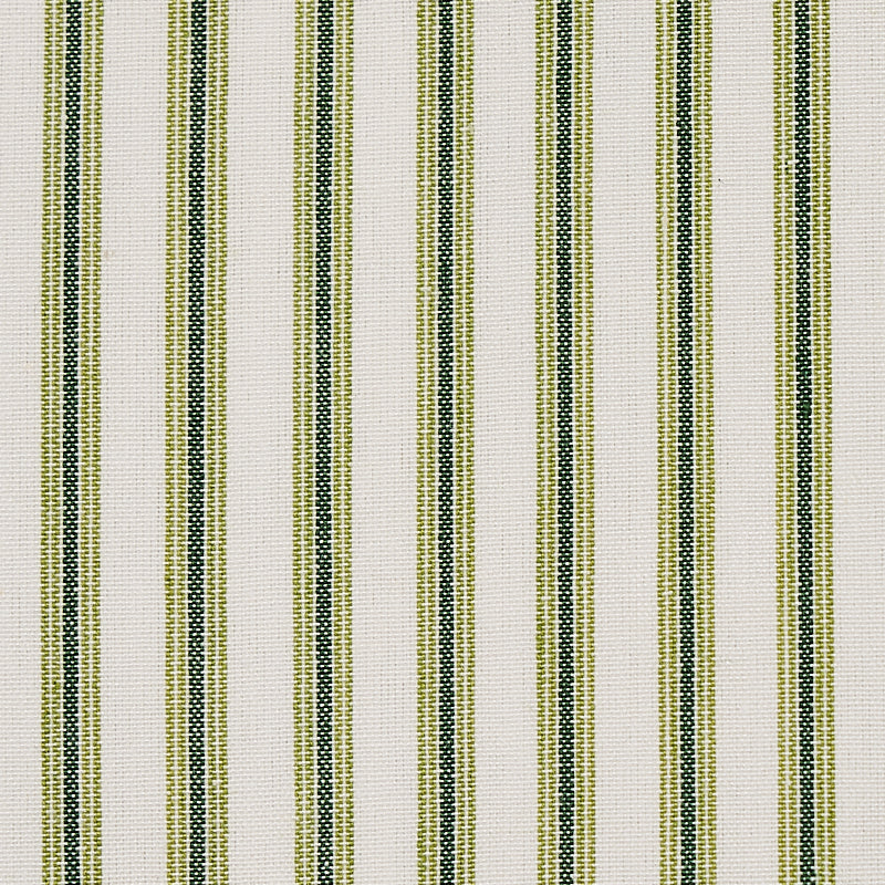 Schumacher Wellfleet Ticking Stripe Green Fabric Sample 60075