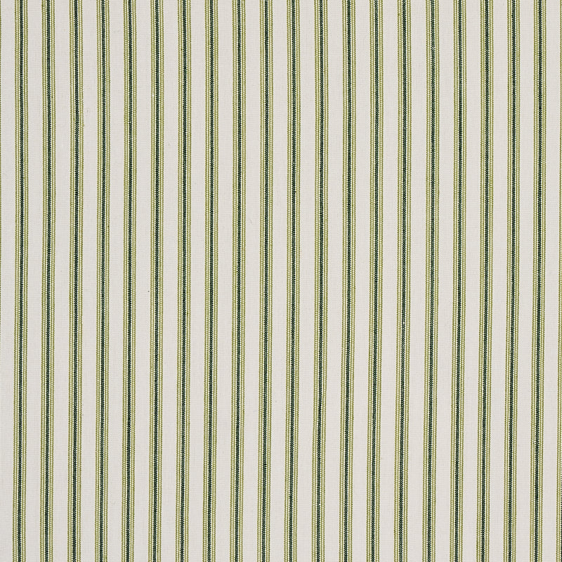 Schumacher Wellfleet Ticking Stripe Green Fabric Sample 60075