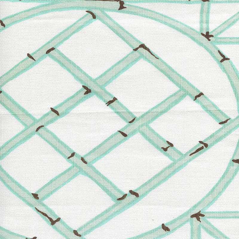 China Seas Lyford Trellis Aqua Brown Fabric Sample 6020-03