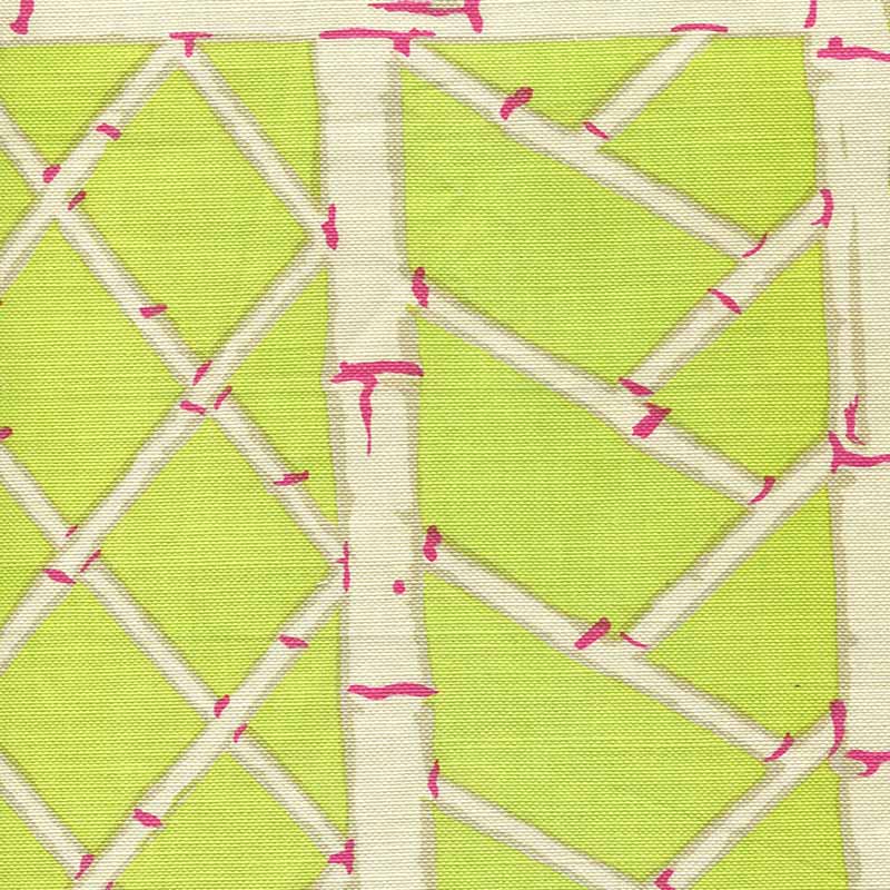 China Seas Lyford Trellis Lime Magenta Cream Fabric Sample 6020-09