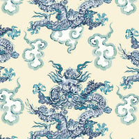 No.9 Thompson Dragon Dance  Antique Blue Wallpaper N9021012004