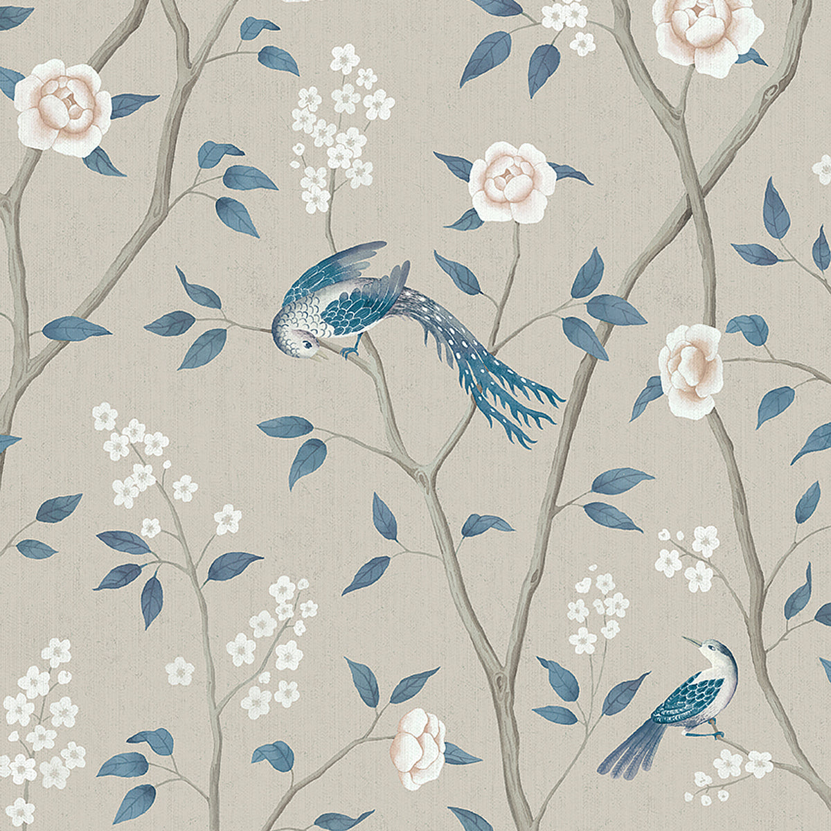 Schumacher Paradise Birds Turquoise Shimmer Wallpaper Sample 6143