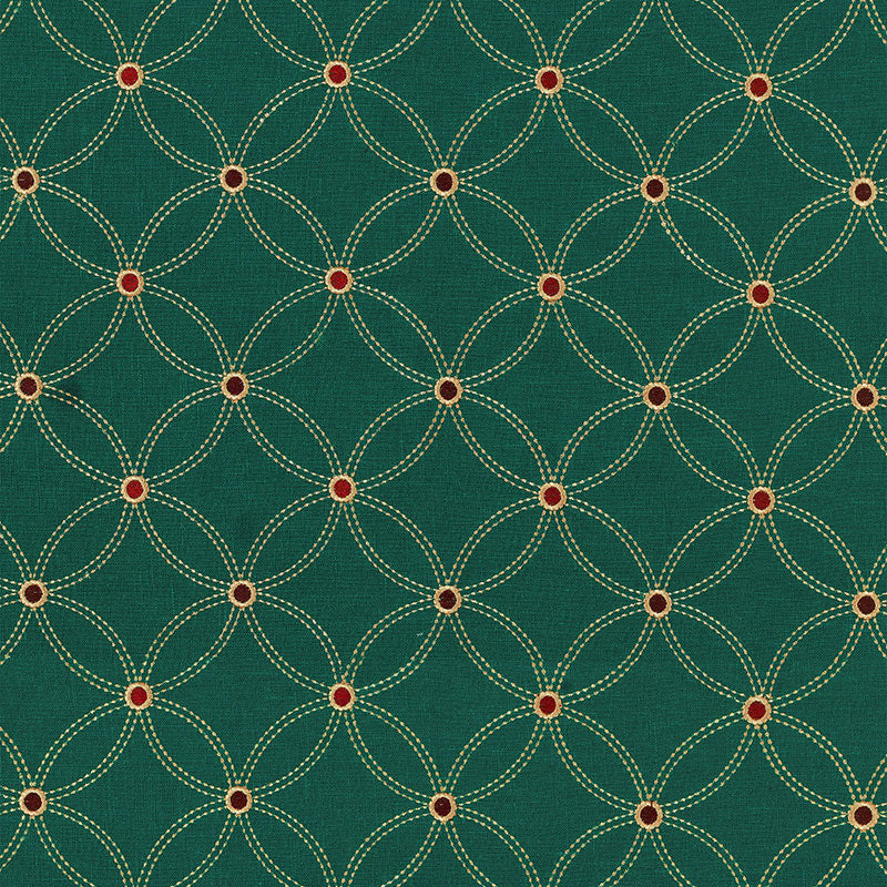 Schumacher Nexus Embroidery Smoky Teal Fabric Sample 62252
