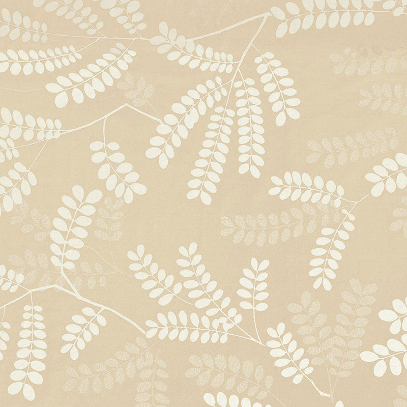 Schumacher Locust Leaves Sand Fabric Sample 62441