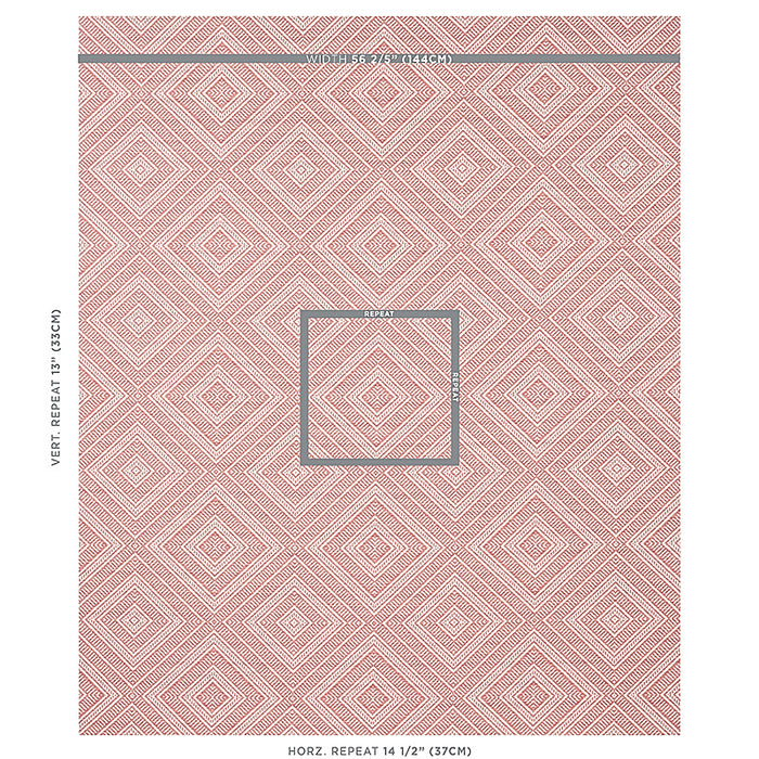 Schumacher Tortola Indoor/Outdoor Coral Fabric Sample 62847