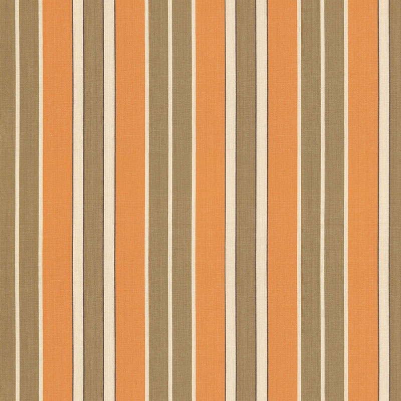 Schumacher Beacon Cotton Stripe Pumpkin/Mocha/Java Fabric 62995