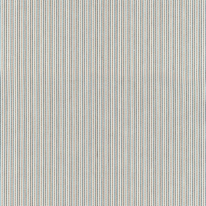 Schumacher Baker Cotton Stripe Ivory/Aqua/Mocha Fabric 63000