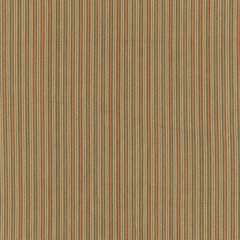 Schumacher Baker Cotton Stripe Flax/Mocha/Red Fabric 63004