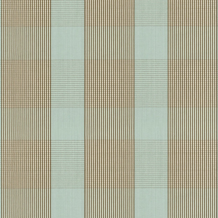 Schumacher Avon Gingham Plaid Mocha/Aqua Fabric 63023