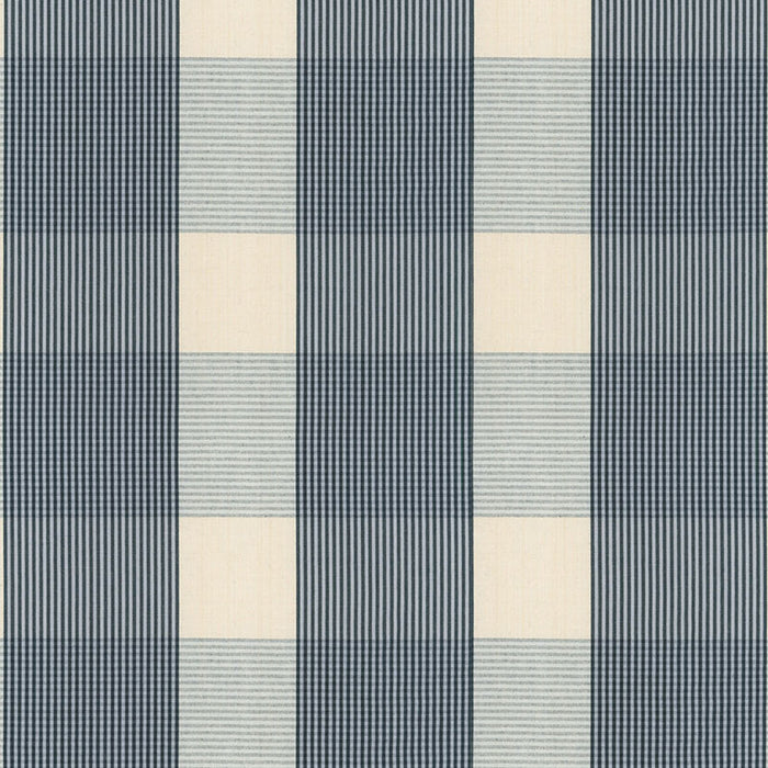 Schumacher Avon Gingham Plaid Indigo/Sky Fabric Sample 63024