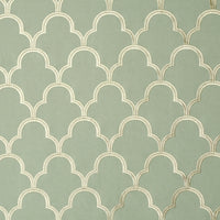 Schumacher Scallop Embroidery Mineral Fabric 64320
