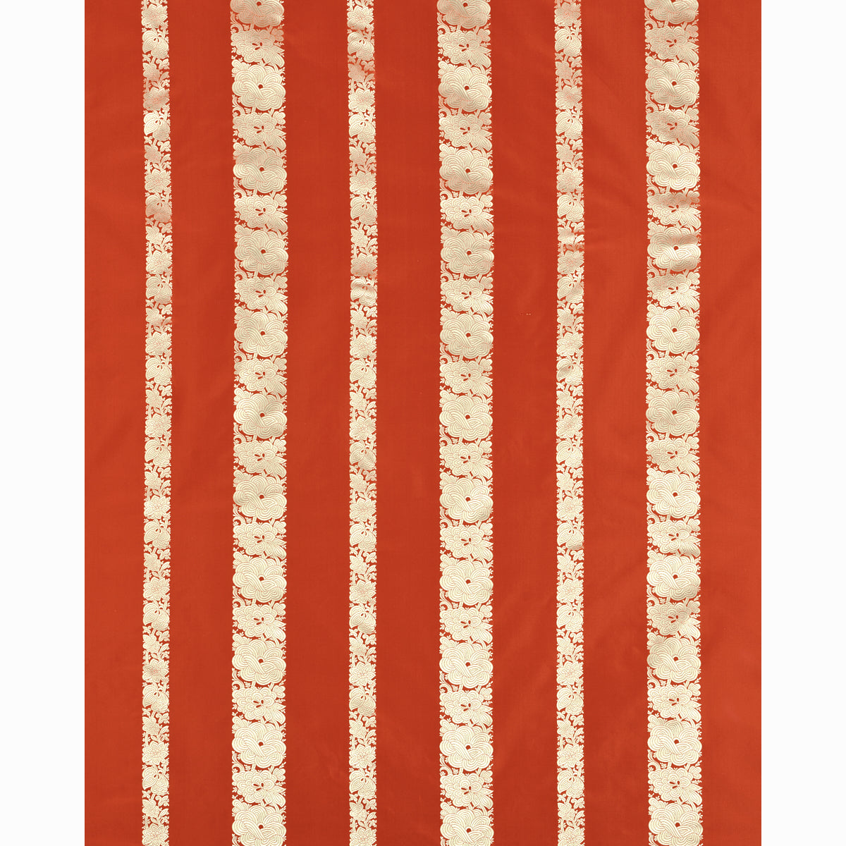 Schumacher Mandarin Silk Stripe Coral Fabric Sample 64431