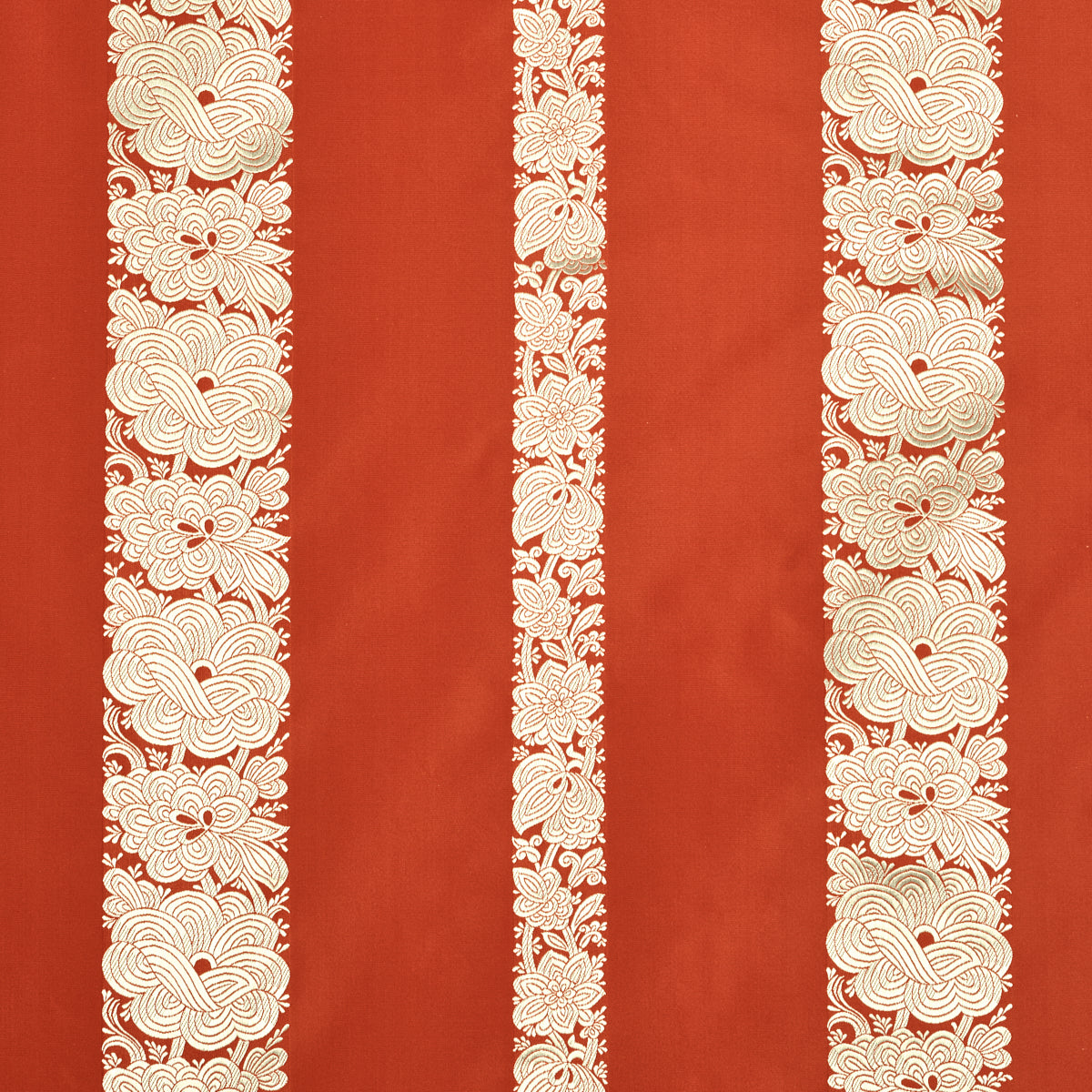 Schumacher Mandarin Silk Stripe Coral Fabric Sample 64431