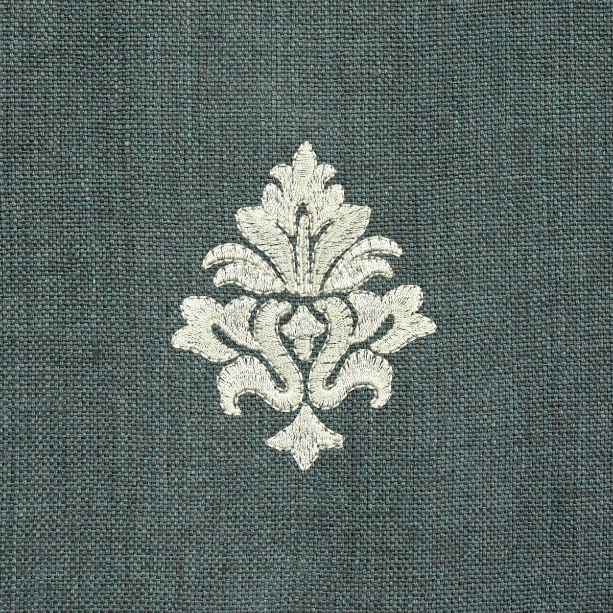 Schumacher Lorenzo Embroidery Midnight Fabric 64721