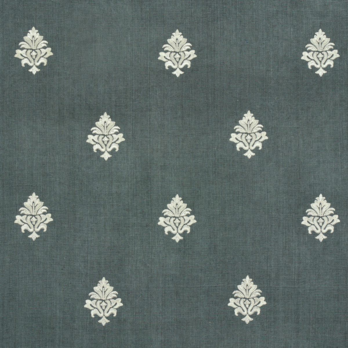 Schumacher Lorenzo Embroidery Midnight Fabric Sample 64721